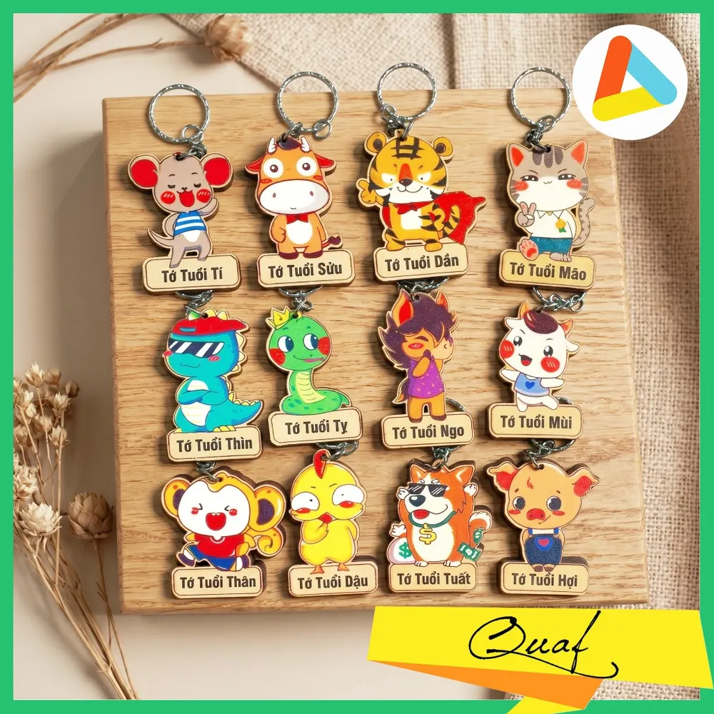 Móc khoá gỗ Danbo 12 con giáp